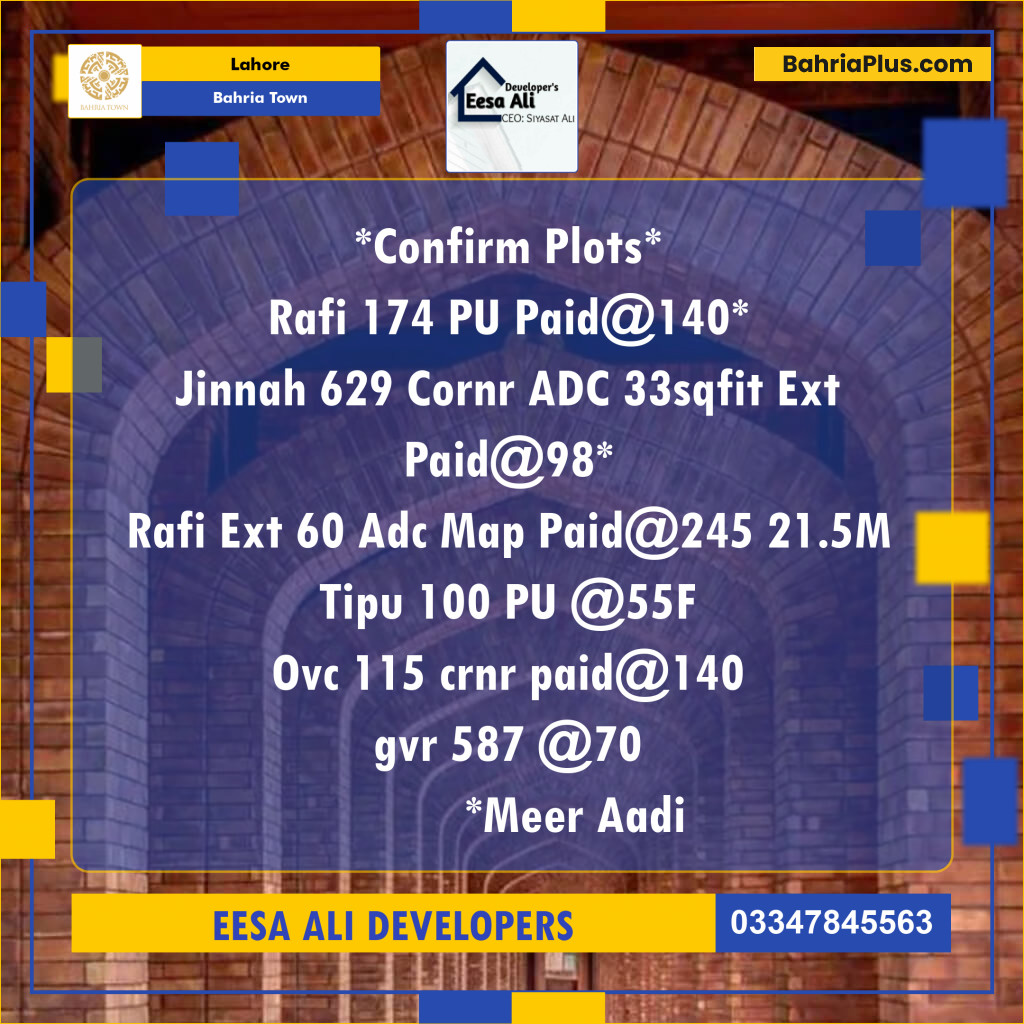 Residential Plot for Sale in Bahria Town, Lahore - (BP-125837)
