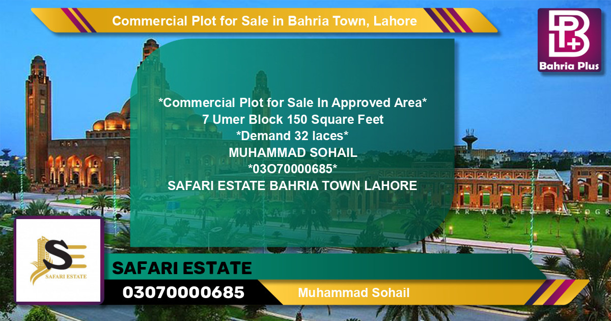 Commercial Plot for Sale in Bahria Town, Lahore - (BP-125850)