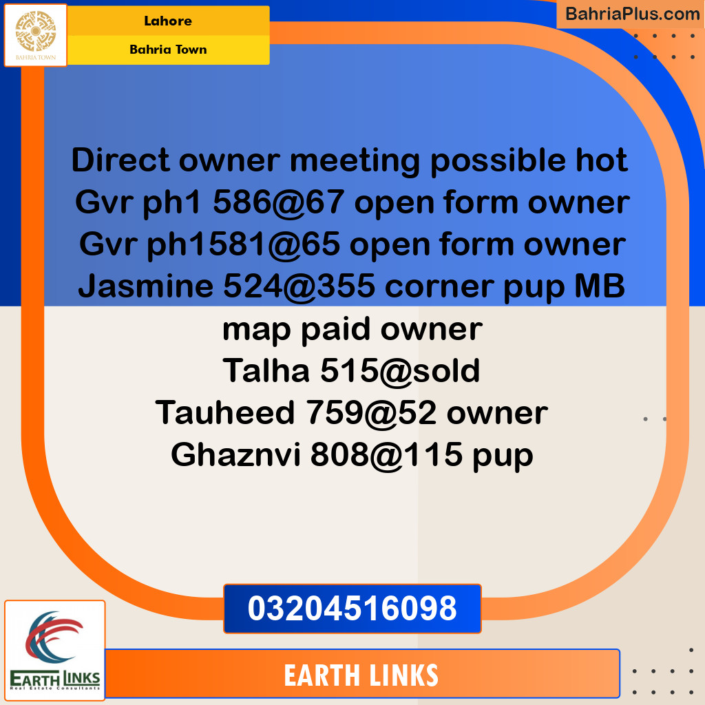 Residential Plot for Sale in Bahria Town, Lahore - (BP-125851)
