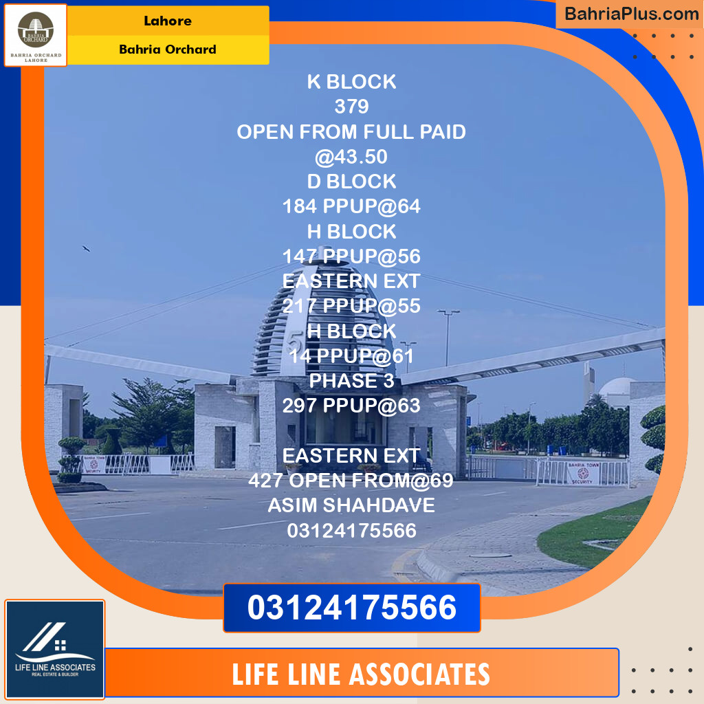 Residential Plot for Sale in Bahria Orchard, Lahore - (BP-125857)