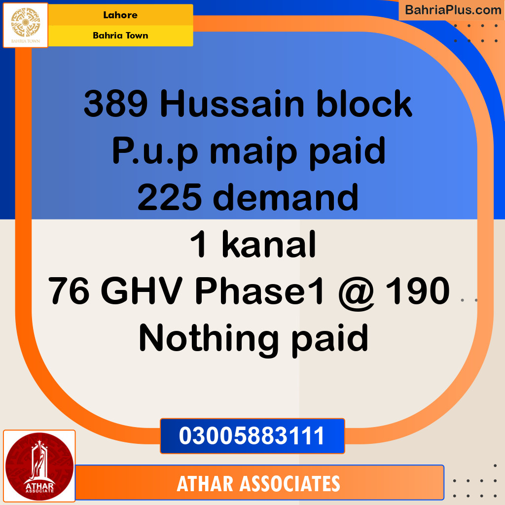 Residential Plot for Sale in Bahria Town, Lahore - (BP-125939)