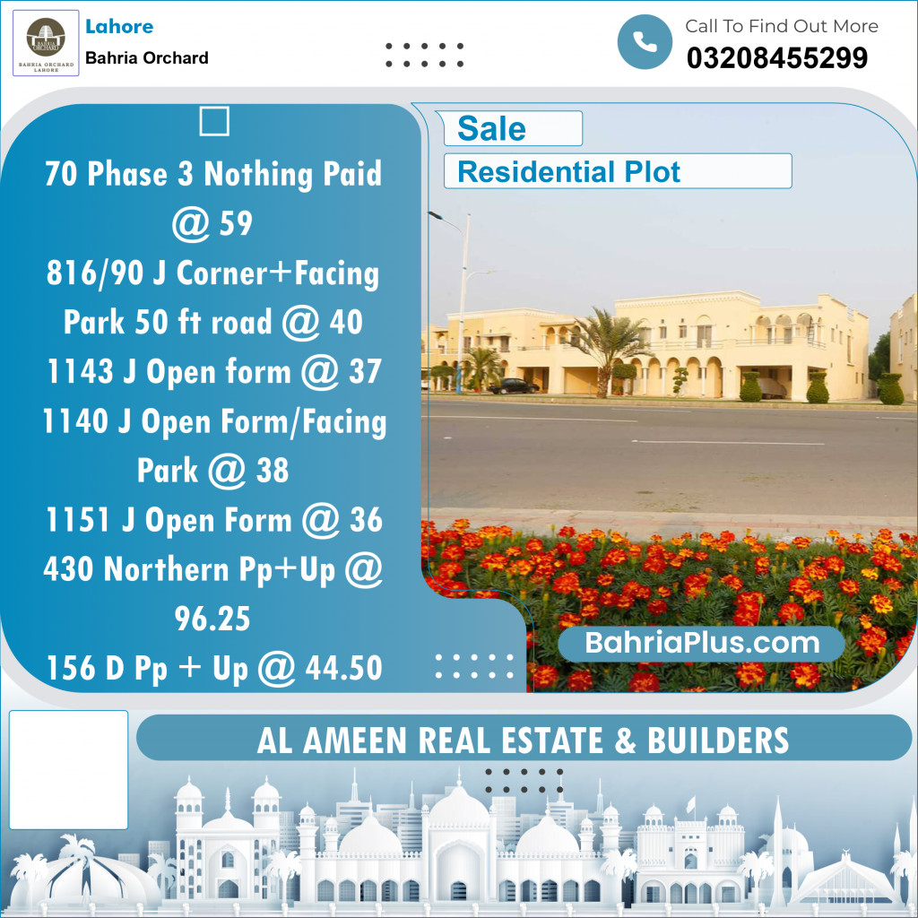 Residential Plot for Sale in Bahria Orchard, Lahore - (BP-125944)