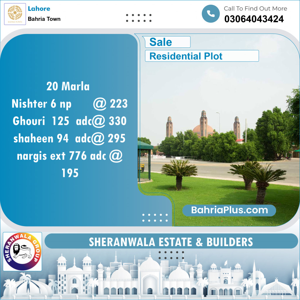 Residential Plot for Sale in Bahria Town, Lahore - (BP-125971)