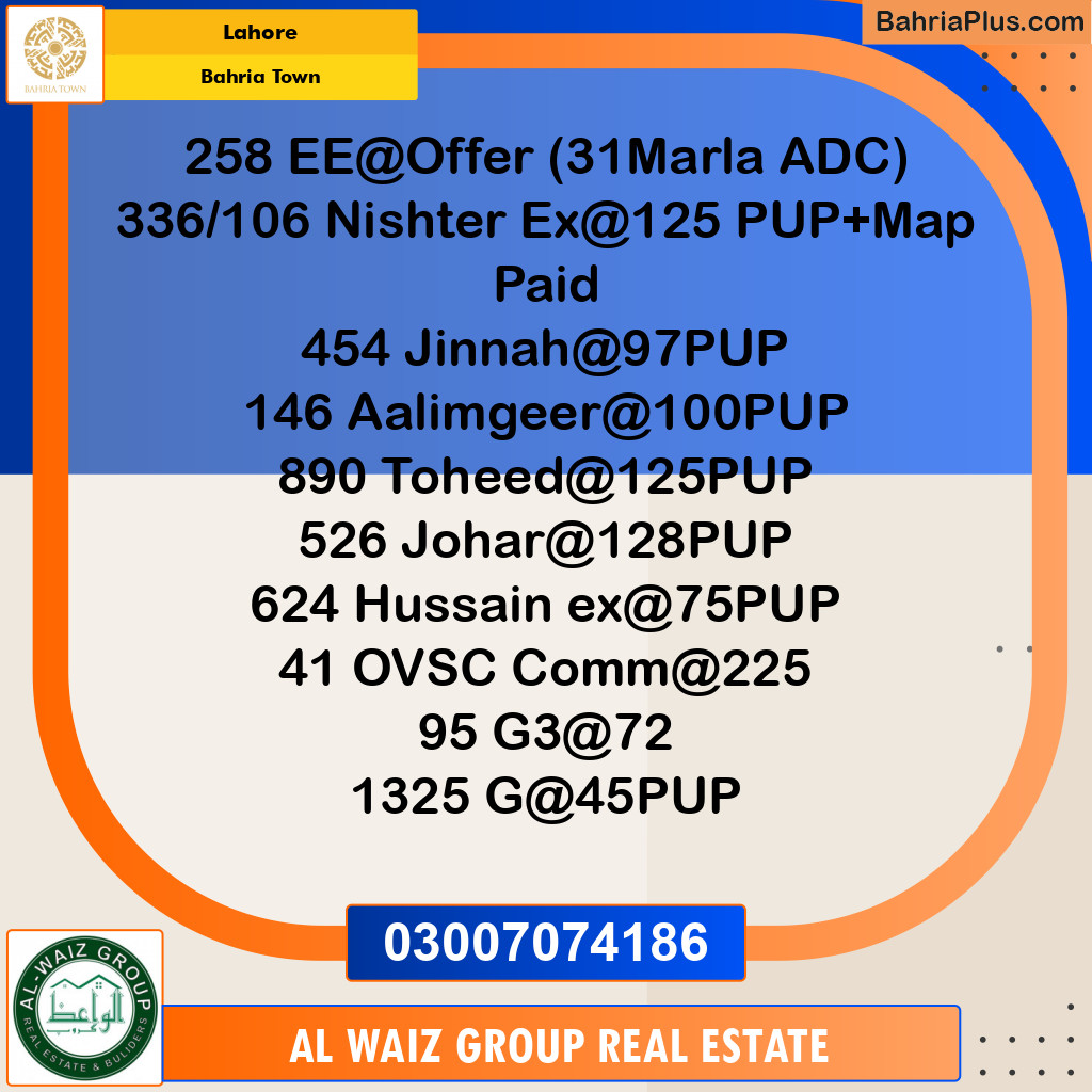 Residential Plot for Sale in Bahria Town, Lahore - (BP-125978)