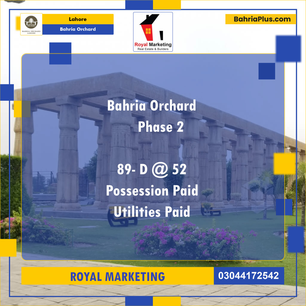 Residential Plot for Sale in Bahria Orchard, Lahore - (BP-126015)
