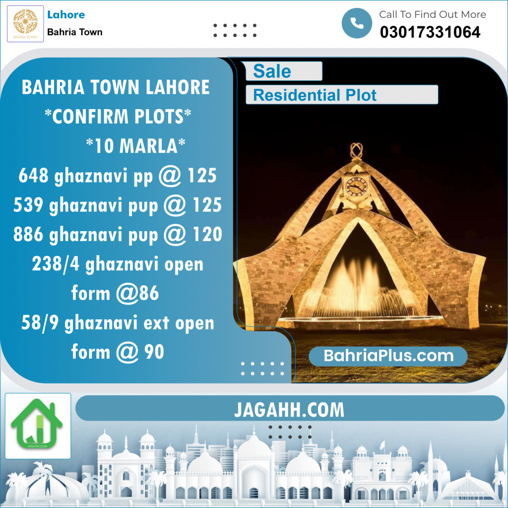 Residential Plot for Sale in Bahria Town, Lahore - (BP-126035)