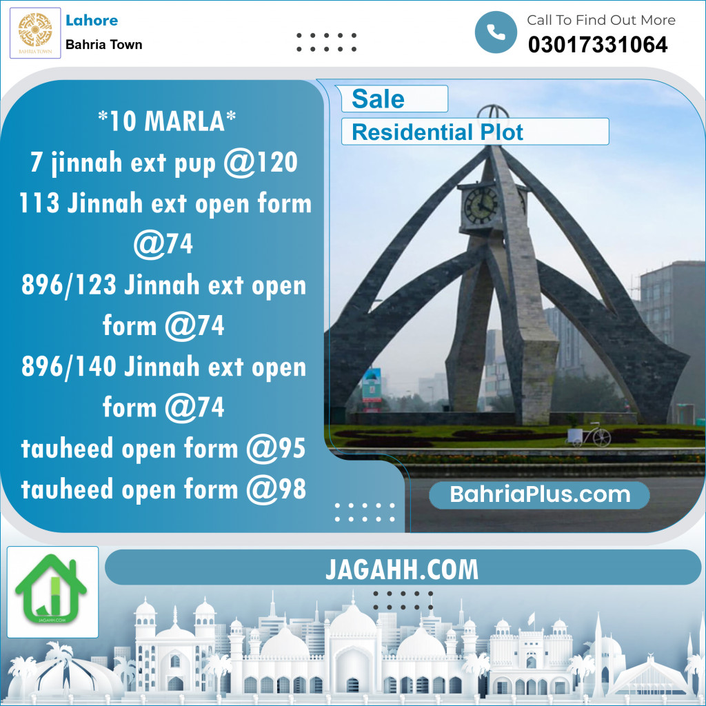 Residential Plot for Sale in Bahria Town, Lahore - (BP-126038)
