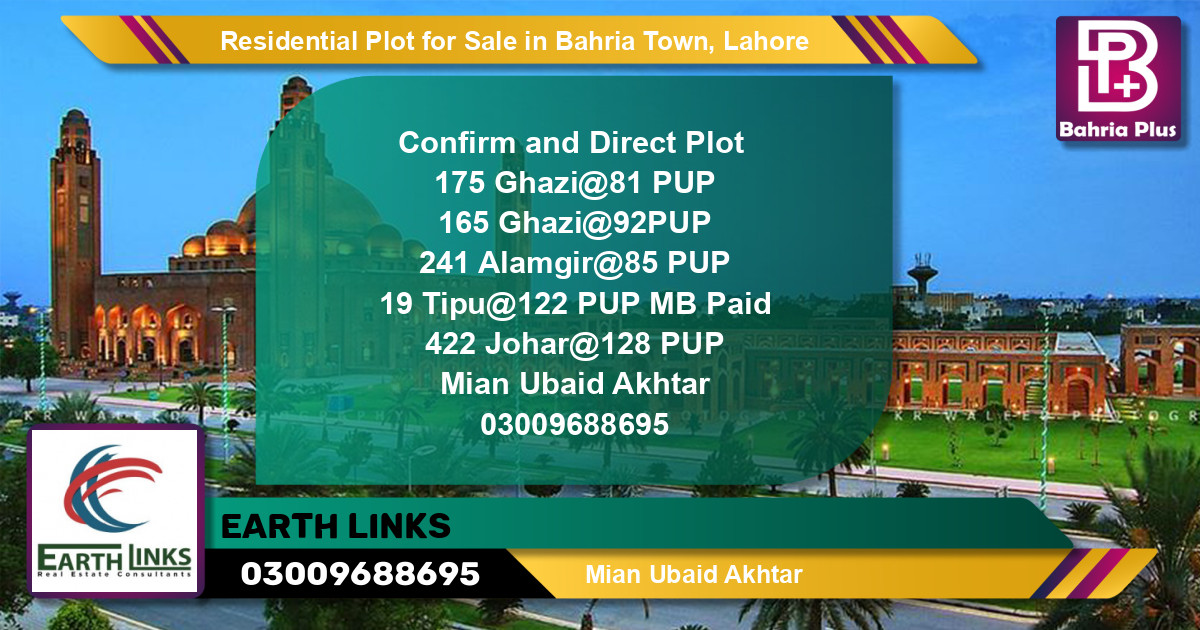 Residential Plot for Sale in Bahria Town, Lahore - (BP-126044)