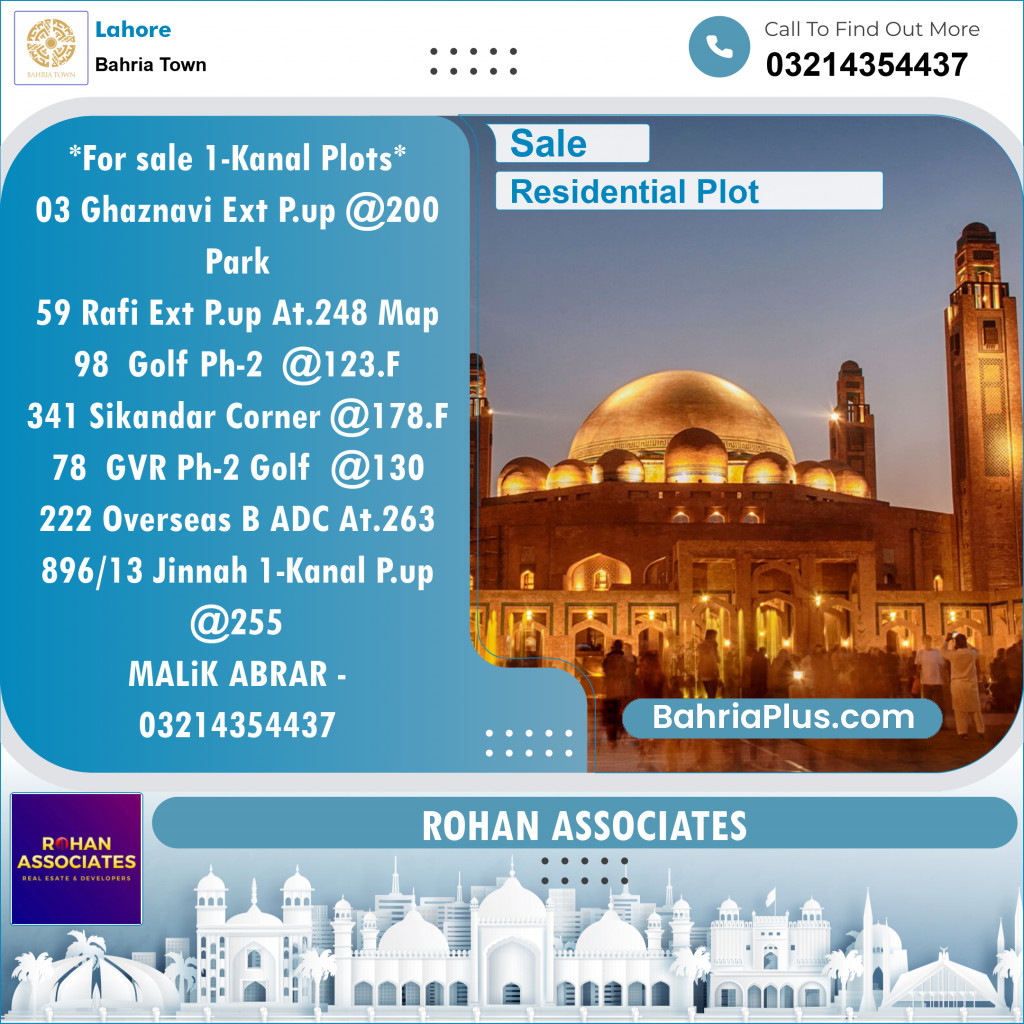 Residential Plot for Sale in Bahria Town, Lahore - (BP-126060)