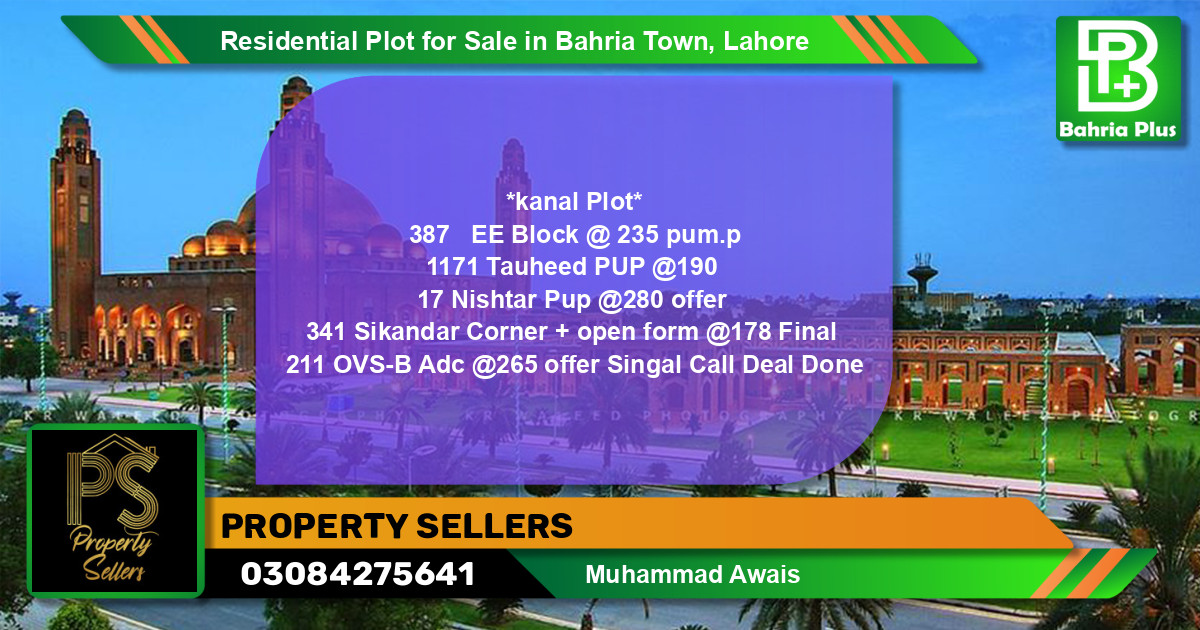 Residential Plot for Sale in Bahria Town, Lahore - (BP-126070)