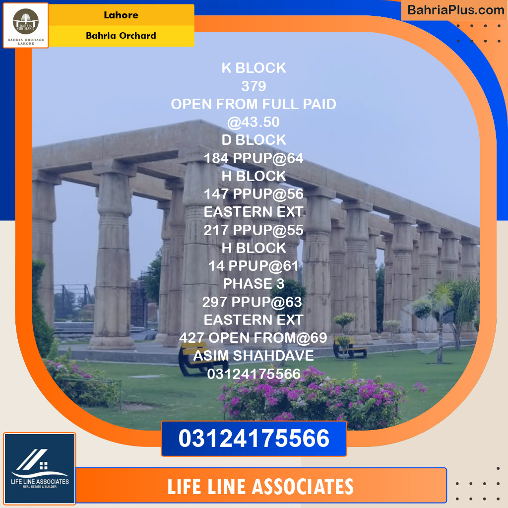 Residential Plot for Sale in Bahria Orchard, Lahore - (BP-126087)