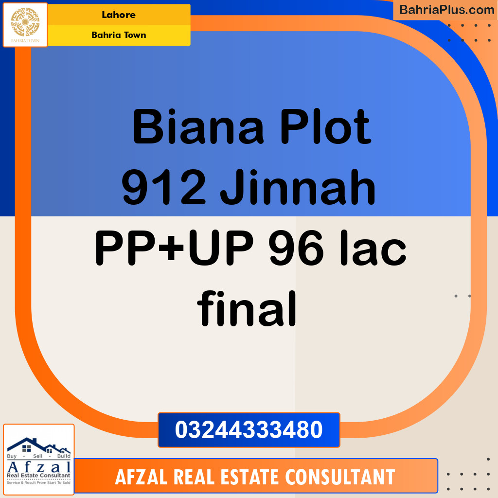 Residential Plot for Sale in Bahria Town, Lahore - (BP-126101)