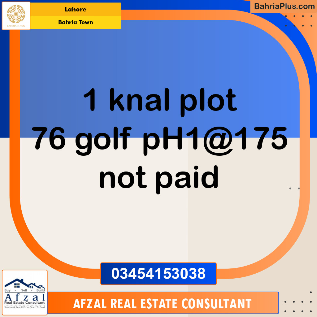 Residential Plot for Sale in Bahria Town, Lahore - (BP-126170)