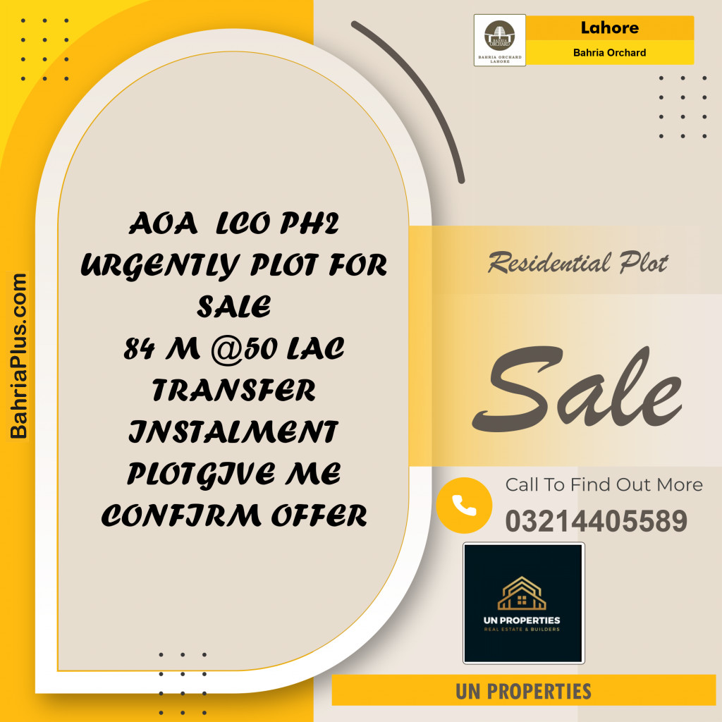 Residential Plot for Sale in Bahria Orchard, Lahore - (BP-126183)