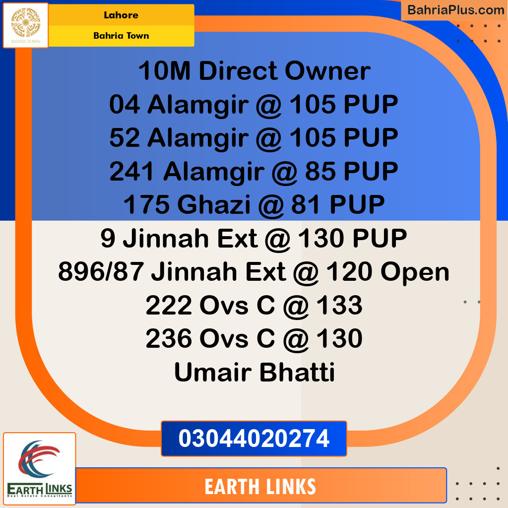 Residential Plot for Sale in Bahria Town, Lahore - (BP-126230)