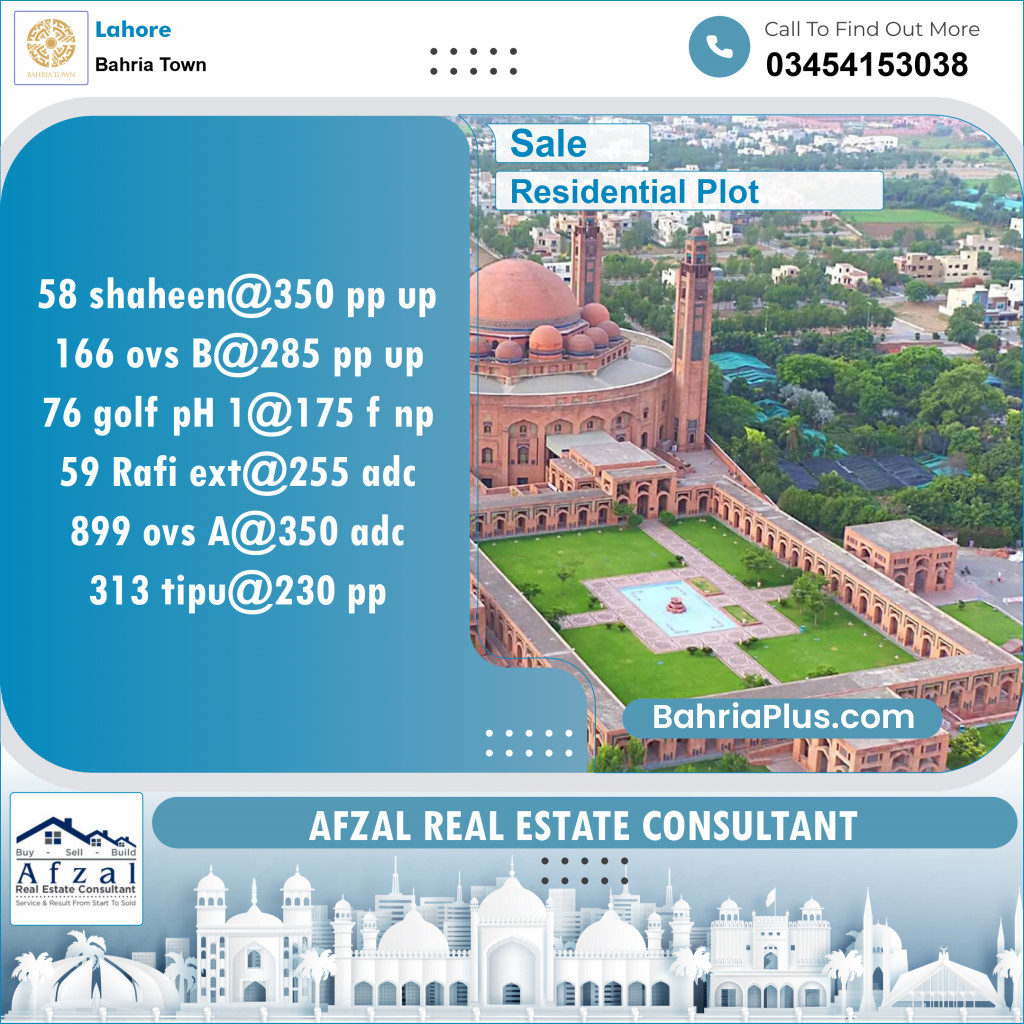 Residential Plot for Sale in Bahria Town, Lahore - (BP-126260)