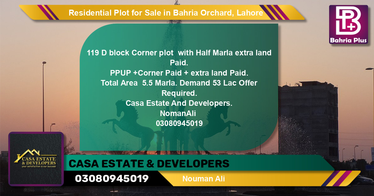 Residential Plot for Sale in Bahria Orchard, Lahore - (BP-126305)