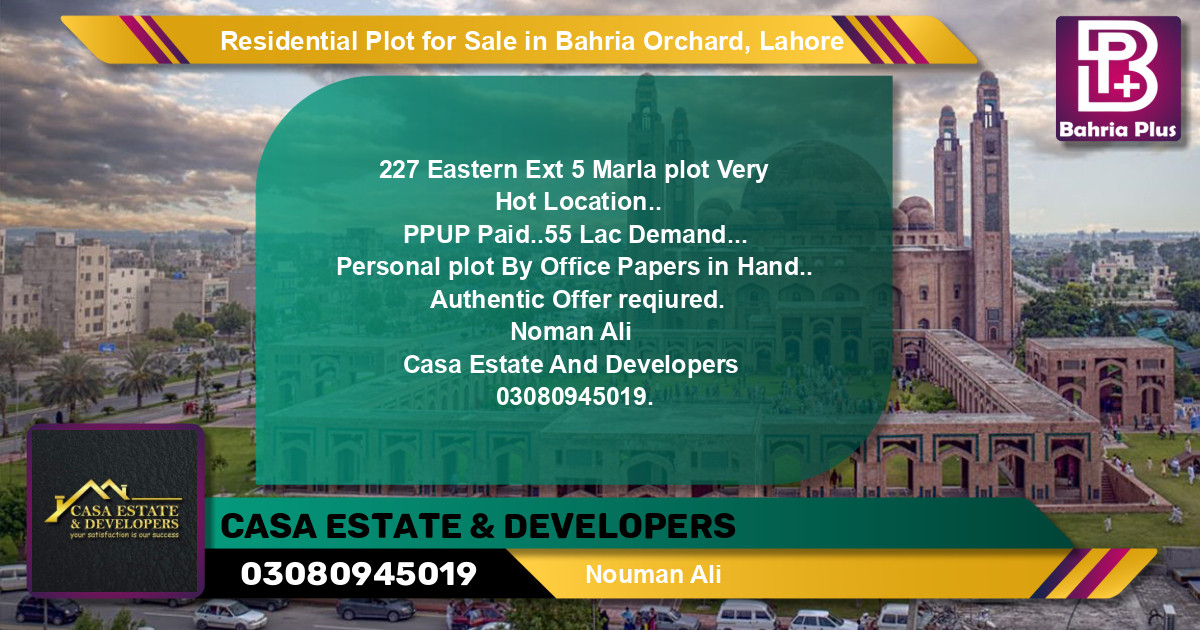 Residential Plot for Sale in Bahria Orchard, Lahore - (BP-126311)