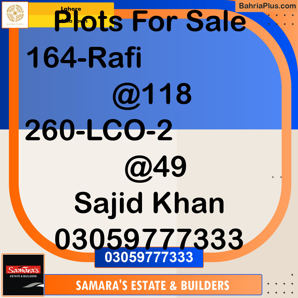 Residential Plot for Sale in Bahria Town, Lahore - (BP-126332)