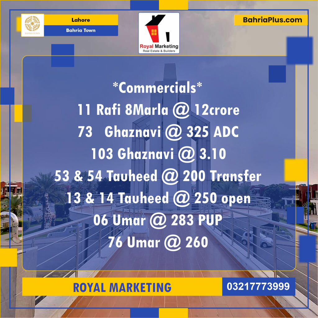 Commercial Plot for Sale in Bahria Town, Lahore - (BP-126345)