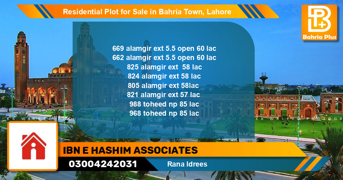 Residential Plot for Sale in Bahria Town, Lahore - (BP-126361)