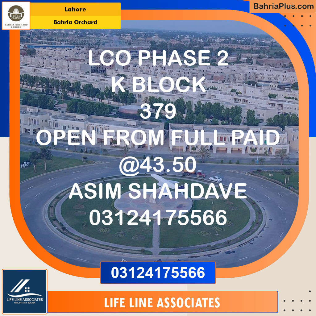 Residential Plot for Sale in Bahria Orchard, Lahore - (BP-126371)