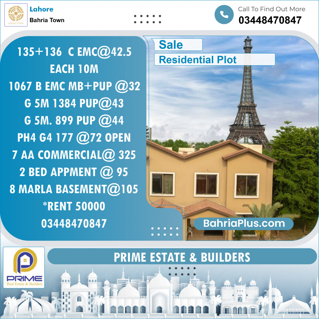 Residential Plot for Sale in Bahria Town, Lahore - (BP-126396)