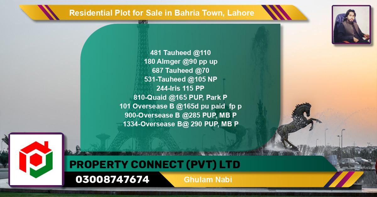 Residential Plot for Sale in Bahria Town, Lahore - (BP-126423)