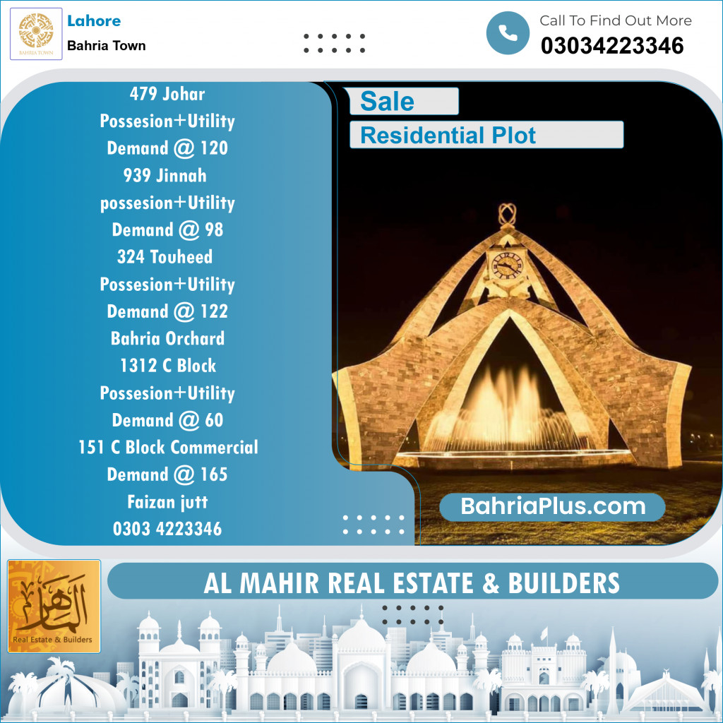 Residential Plot for Sale in Sector E - Johar Block -  Bahria Town, Lahore - (BP-126459)