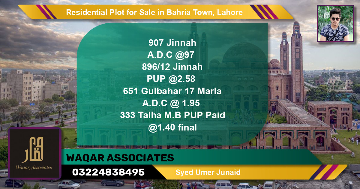 Residential Plot for Sale in Bahria Town, Lahore - (BP-126491)