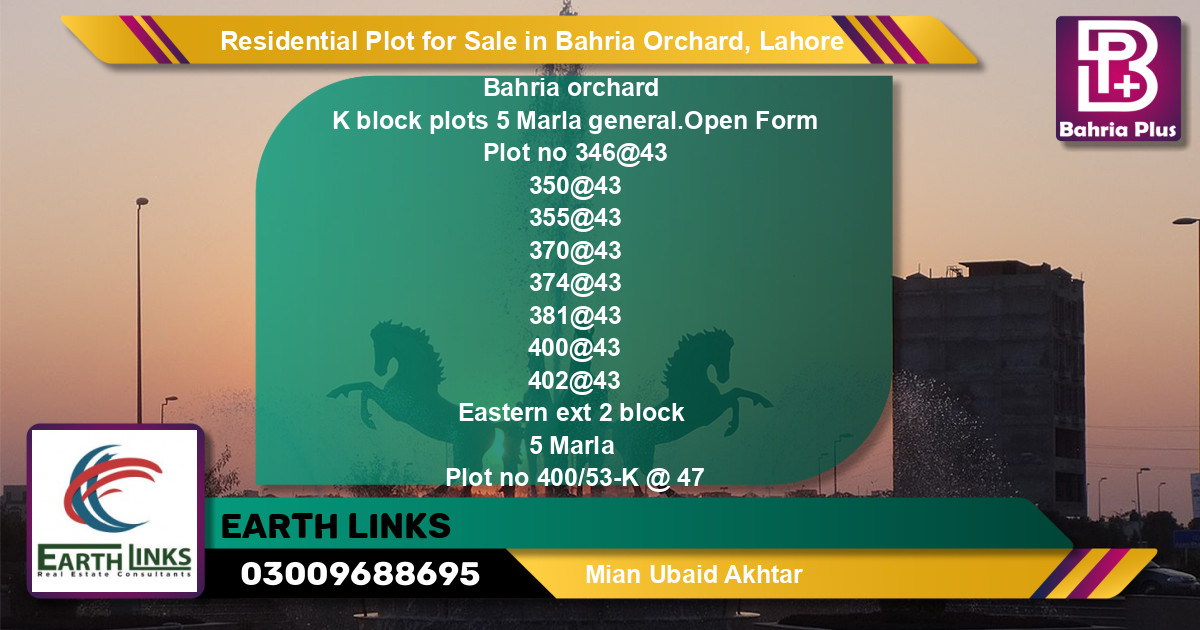 Residential Plot for Sale in Bahria Orchard, Lahore - (BP-126497)