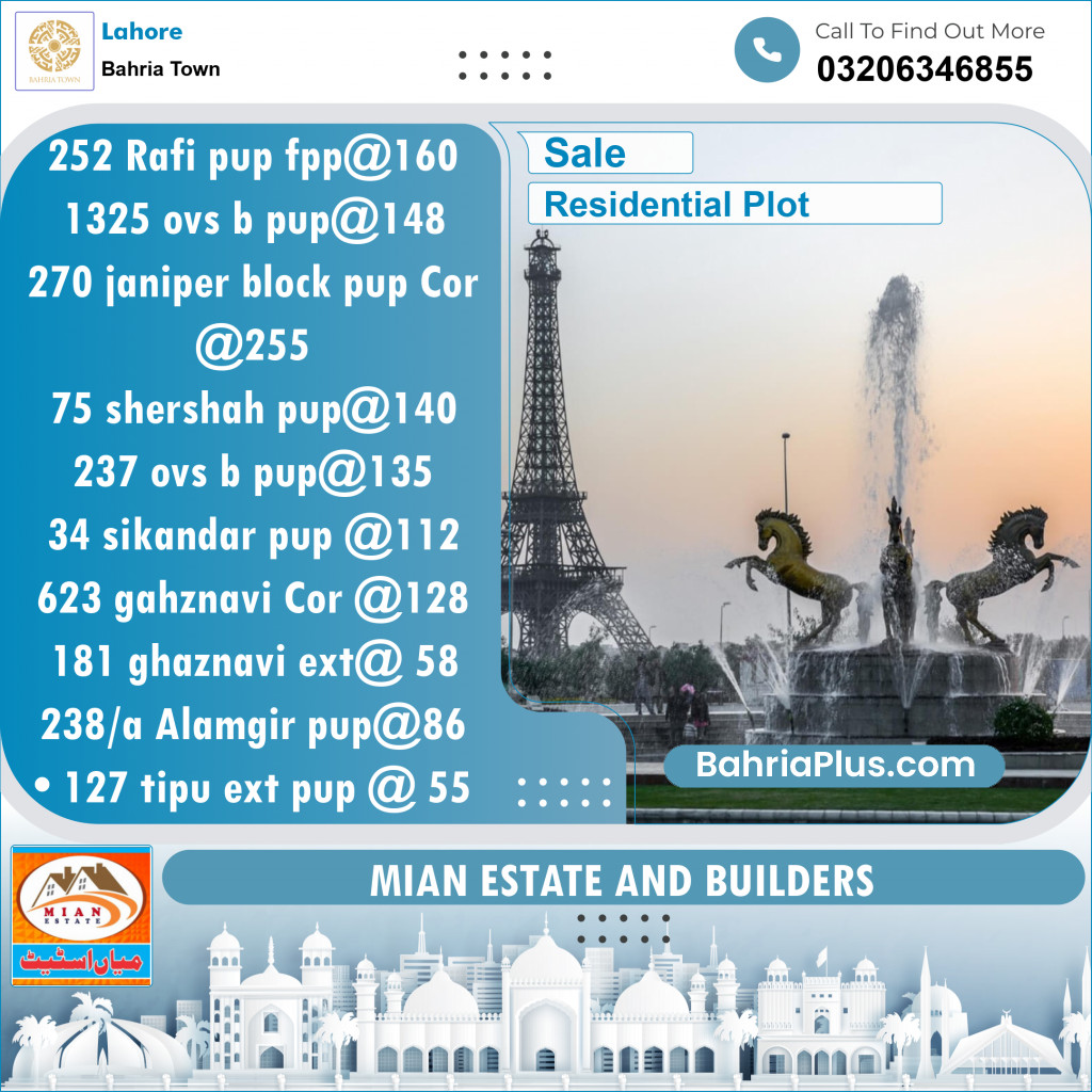 Residential Plot for Sale in Bahria Town, Lahore - (BP-126503)