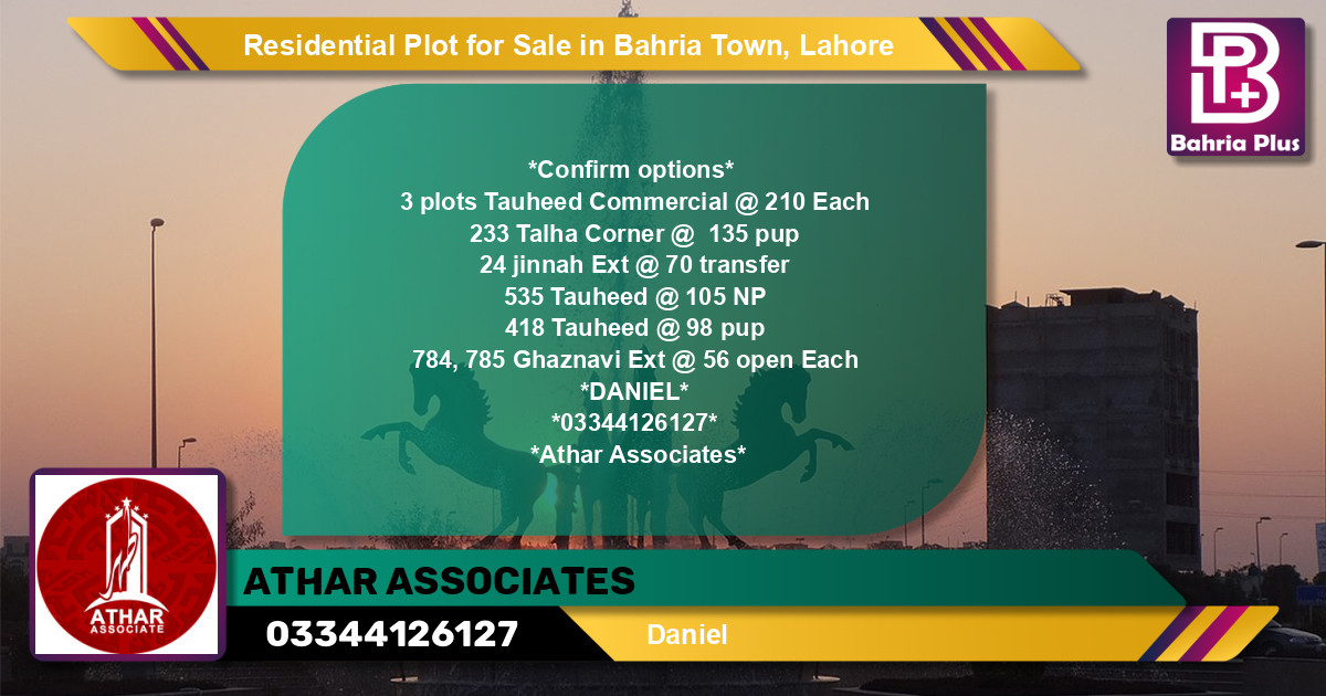 Residential Plot for Sale in Bahria Town, Lahore - (BP-126508)