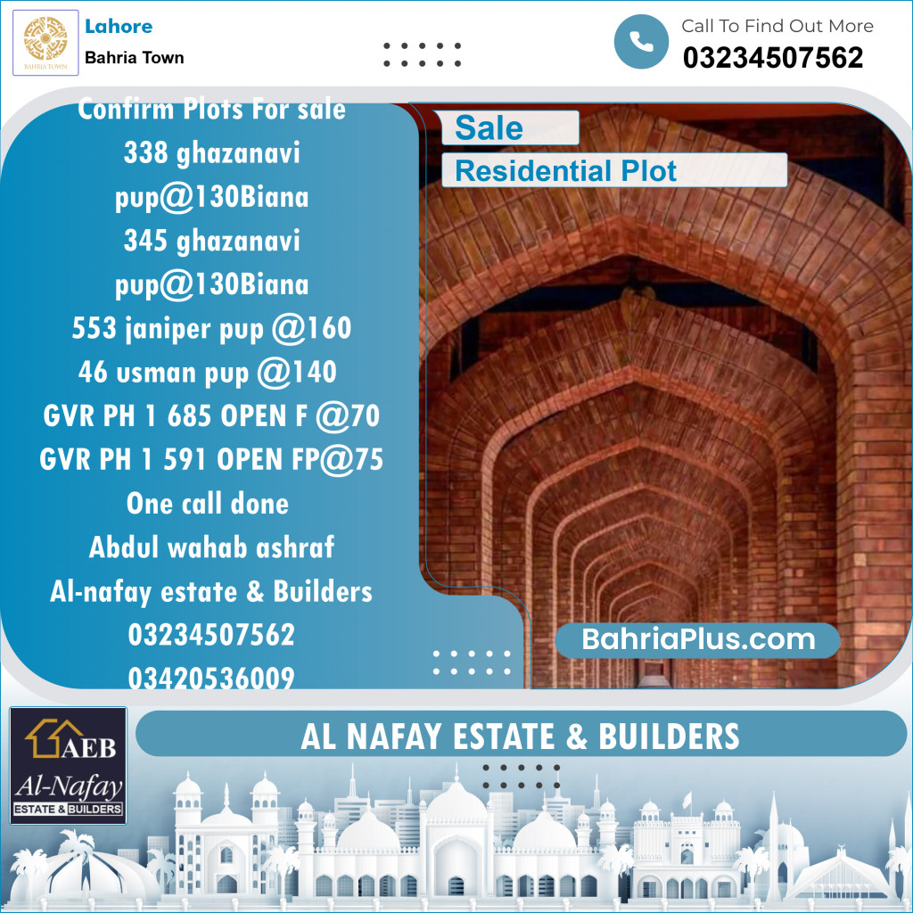 Residential Plot for Sale in Bahria Town, Lahore - (BP-126537)