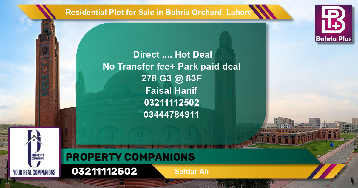 Residential Plot for Sale in Phase 4 - G3 Block -  Bahria Orchard, Lahore - (BP-126538)