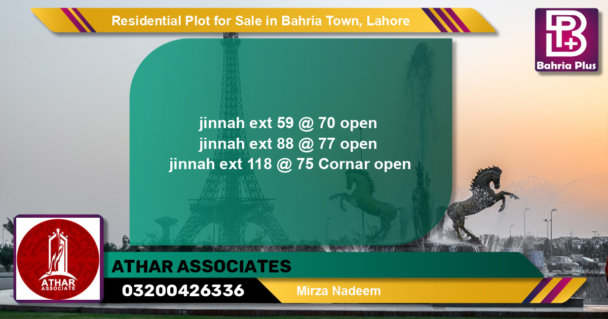 Residential Plot for Sale in Bahria Town, Lahore - (BP-126572)