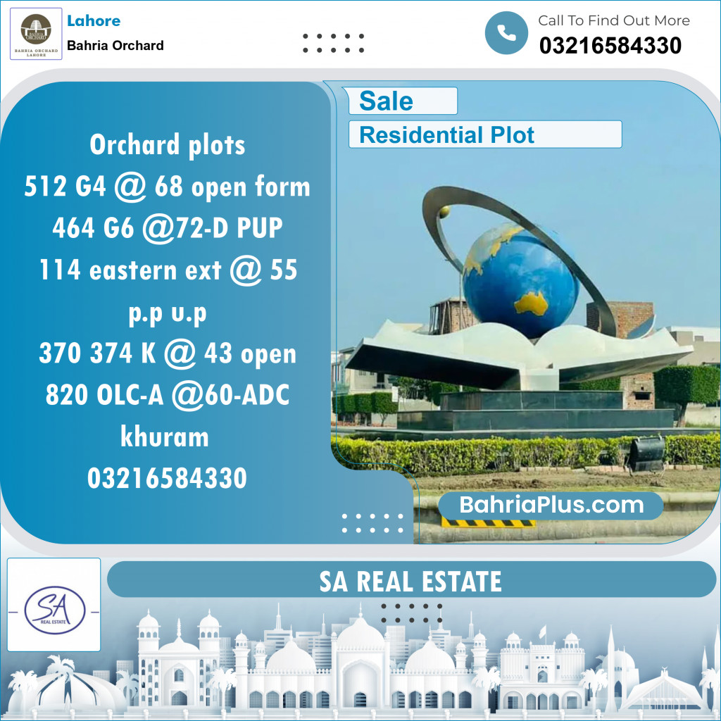 Residential Plot for Sale in Bahria Orchard, Lahore - (BP-126603)