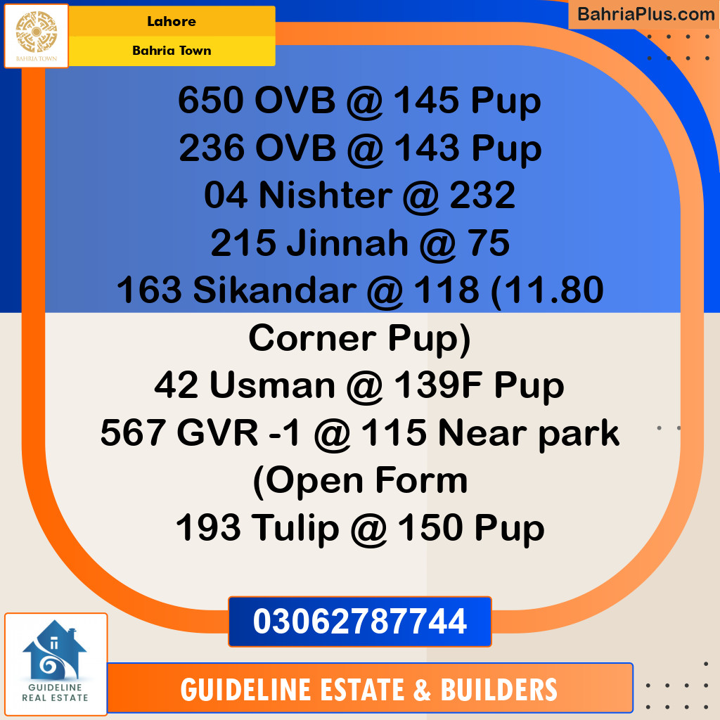 Residential Plot for Sale in Overseas B -  Bahria Town, Lahore - (BP-126607)
