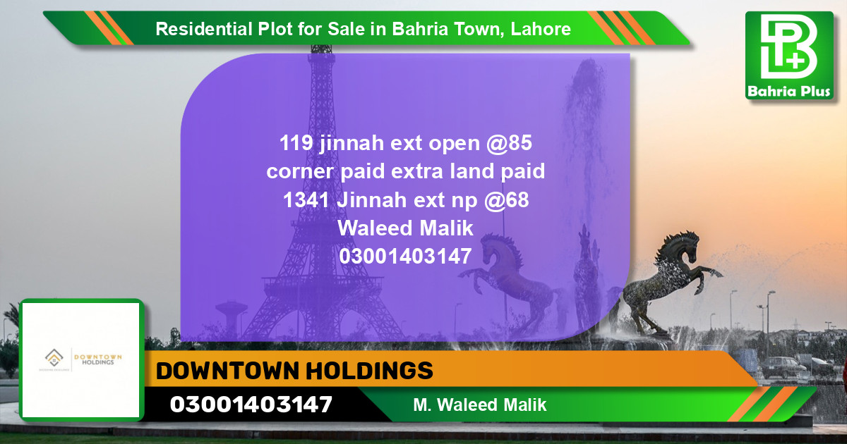 Residential Plot for Sale in Bahria Town, Lahore - (BP-126639)
