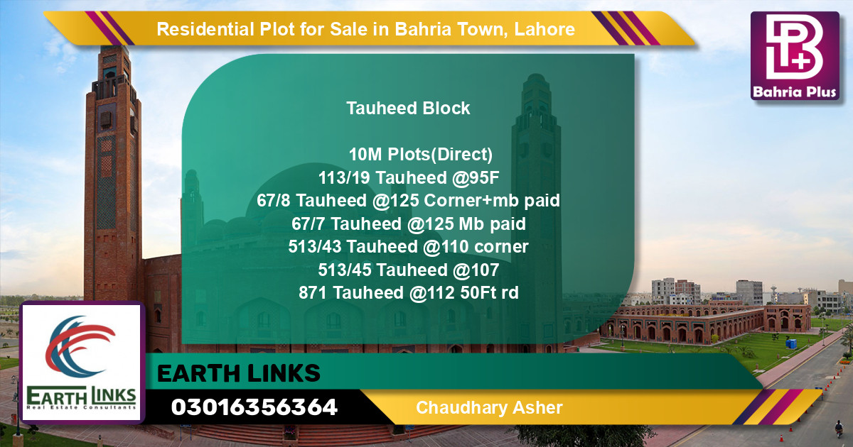 Residential Plot for Sale in Bahria Town, Lahore - (BP-126650)