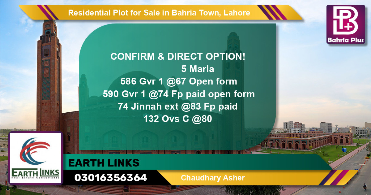 Residential Plot for Sale in Bahria Town, Lahore - (BP-126651)