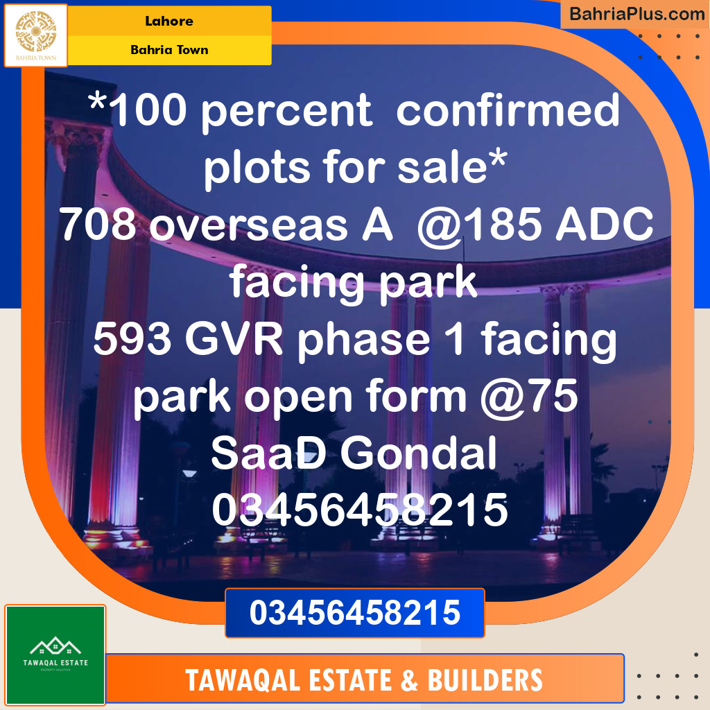 Residential Plot for Sale in Bahria Town, Lahore - (BP-126657)