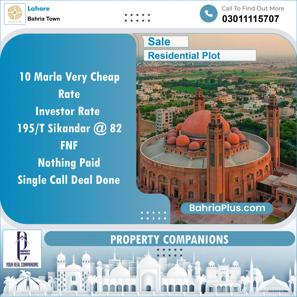 Residential Plot for Sale in Bahria Town, Lahore - (BP-126674)
