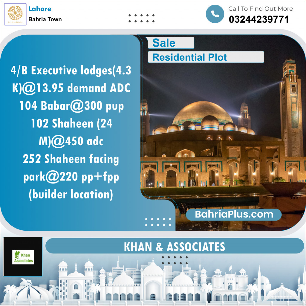 Residential Plot for Sale in Bahria Town, Lahore - (BP-126685)