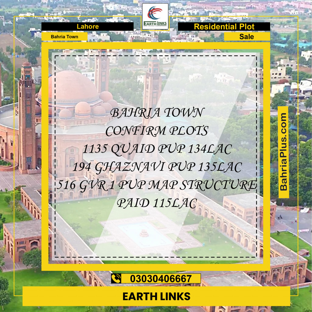 Residential Plot for Sale in Bahria Town, Lahore - (BP-126726)