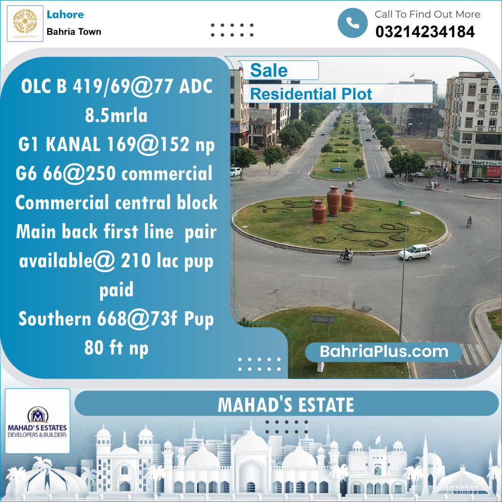 Residential Plot for Sale in Bahria Town, Lahore - (BP-126766)