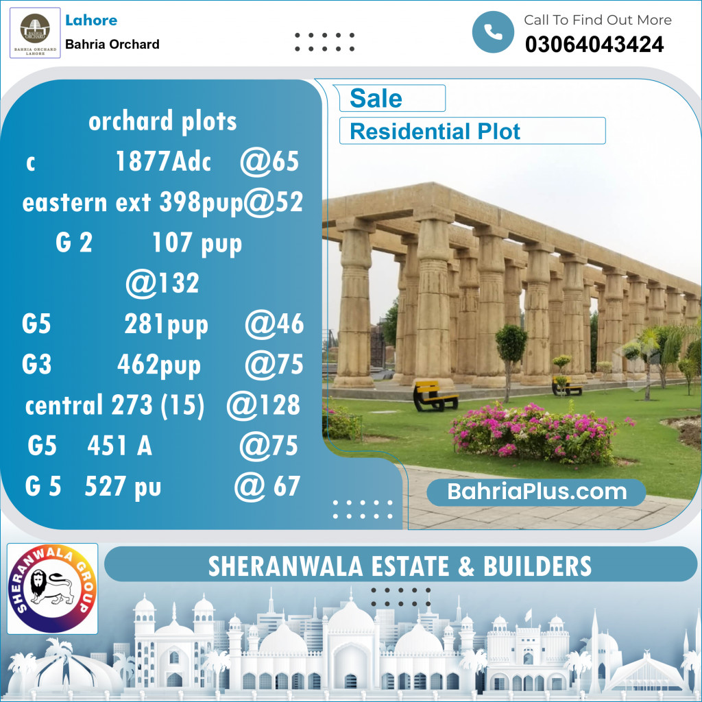 Residential Plot for Sale in Bahria Orchard, Lahore - (BP-126773)