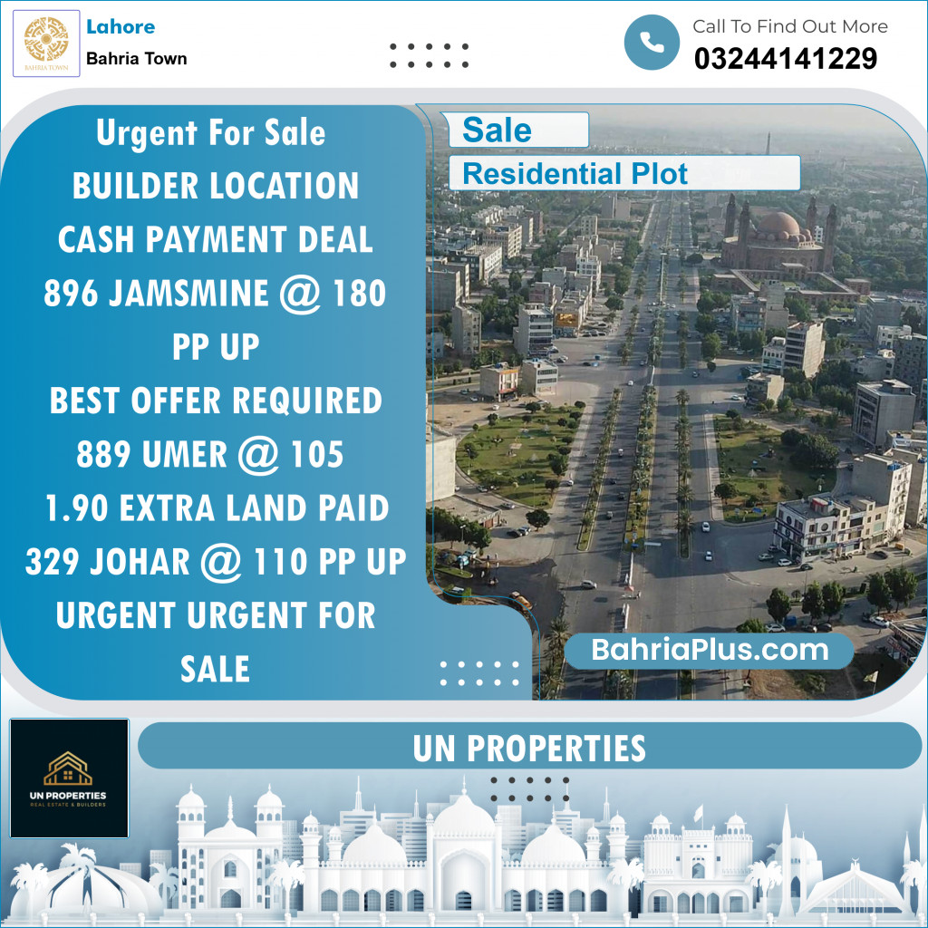 Residential Plot for Sale in Bahria Town, Lahore - (BP-126779)