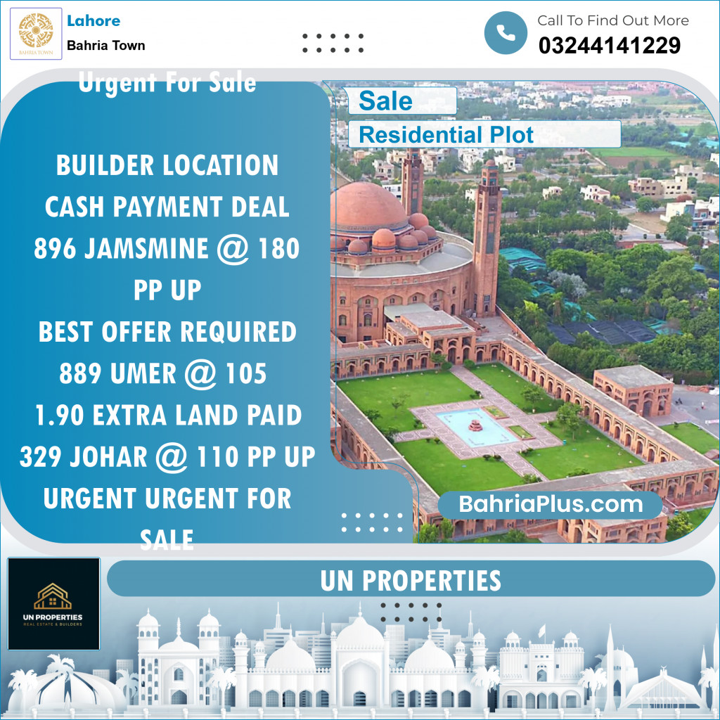 Residential Plot for Sale in Bahria Town, Lahore - (BP-126781)