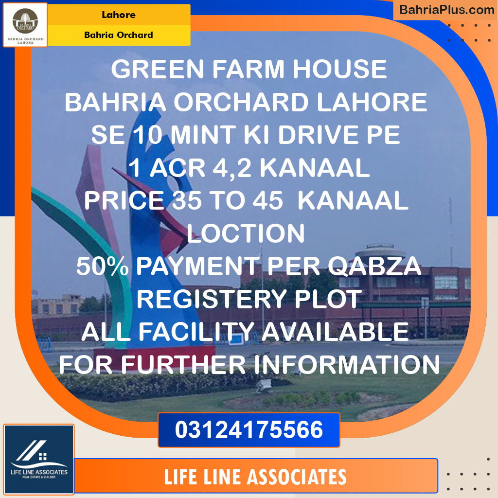 Residential Plot for Sale in Bahria Orchard, Lahore - (BP-126796)